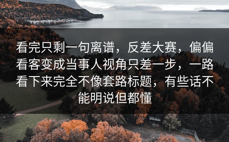 看完只剩一句离谱，反差大赛，偏偏看客变成当事人视角只差一步，一路看下来完全不像套路标题，有些话不能明说但都懂
