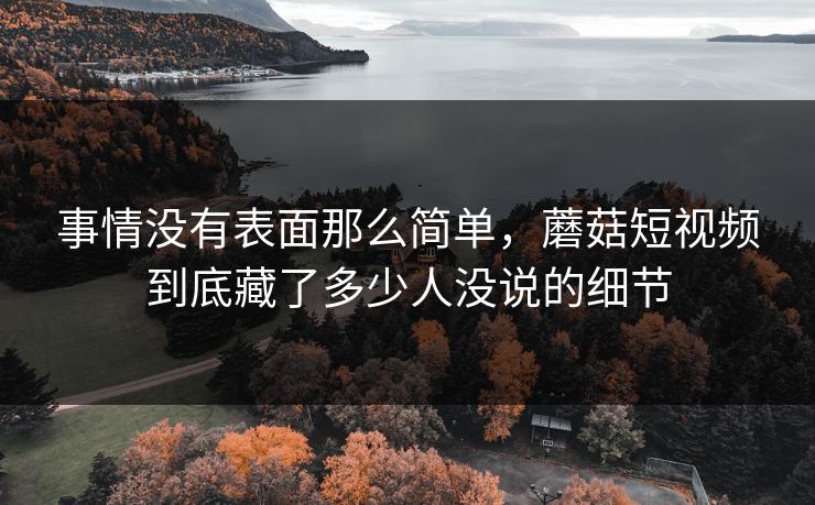 事情没有表面那么简单，蘑菇短视频到底藏了多少人没说的细节