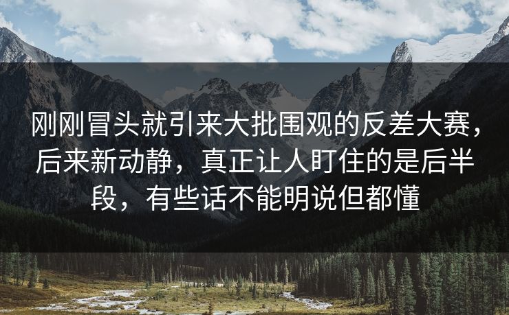 刚刚冒头就引来大批围观的反差大赛，后来新动静，真正让人盯住的是后半段，有些话不能明说但都懂