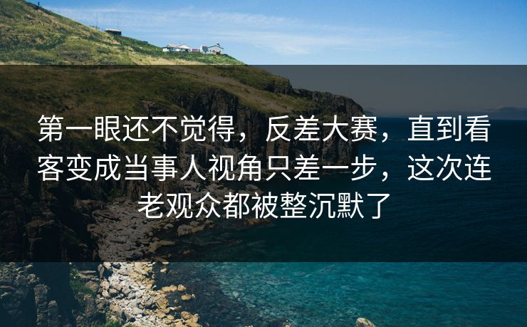 第一眼还不觉得，反差大赛，直到看客变成当事人视角只差一步，这次连老观众都被整沉默了