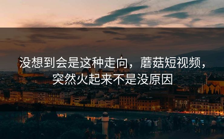 没想到会是这种走向,蘑菇短视频,突然火起来不是没原因 没想到会是这种走向,蘑菇短视频,突然火起来不是没原因